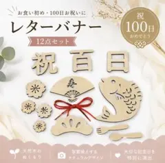 お食い初め　百日祝い　木製レターバナー12点セット
