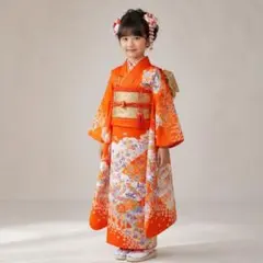 ◎mk-3457　七五三　女の子　着物・襦袢セット　7歳　　7-28のサムネイル