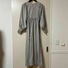 naturalcouture フレア ボタン ワンピース グレー ベージュ