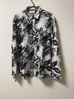 ESPRIT リネン混 ボタニカル柄シャツ モノトーン 総柄 長袖　アロハのサムネイル