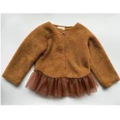 プティマイン b ROOM 裾フリル　ボアジャケット　ブラウン