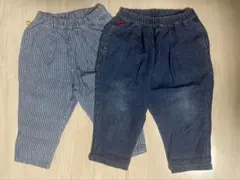 BREEZE デニム・ストライプ柄パンツ 2点セット 80cm
