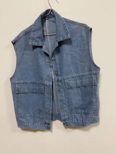 デニムブルー ノースリーブベスト Mサイズ