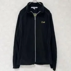 フリースジャケット アウター 刺繍ロゴ レディース 古着 ブラック 黒 M