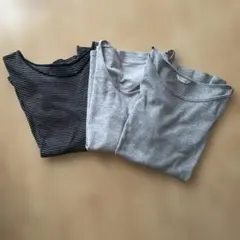 長袖半袖Tシャツ 3枚セット グレー・ストライプ