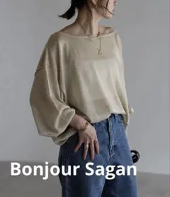 BonjourSagan \ANDSEARCHシアーラメオフショルプルオーバー