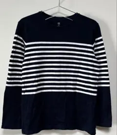 ユニクロ　キッズ★150 ボーダー　カットソー　長袖　ネイビー×白　薄手