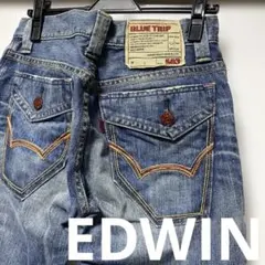 EDWIN エドウィン　503 ストレートデニム　紺　赤ボタン28