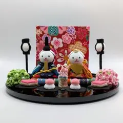 ひな人形 親王飾り ネコ ちりめん細工 つまみ細工 雛人形 ひな祭りH26-1