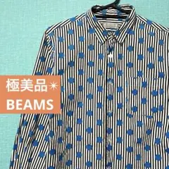 極美品✴︎BEAMS ストライプ×ドット シャツ S 個性派 おしゃれ 長袖