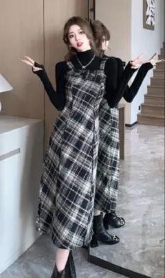 チェック柄 キャミワンピース