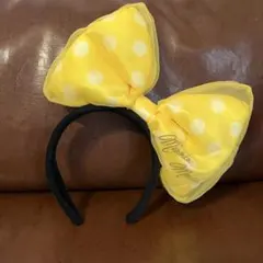 ディズニー カチューシャ 黄色 ドット リボン