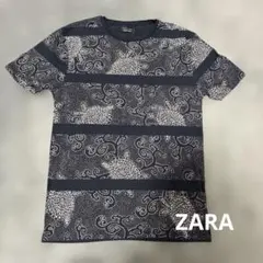 ZARA MAN Tシャツ ネイビー 総柄 S ザラ