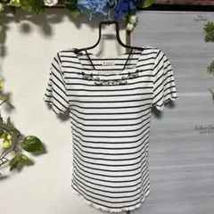 美品 axes femme 半袖 カットソー ボーダー 刺繍 Mサイズ 柔らか