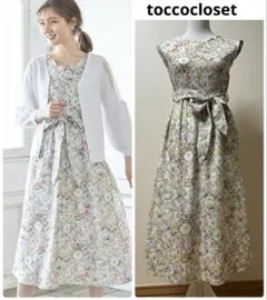 toccocloset トッコクローゼット 花柄ベルト付きロングワンピース