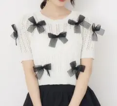 Emsexcite♡メニーリボンスカシ編みニットプルオーバー