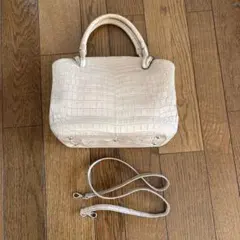アイボリー クロコダイル風 ハンドバッグ