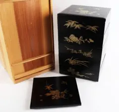 中国家具 黒漆 八角型 8杯 引き出し 抽斗 箪笥 チェスト 花台 高卓