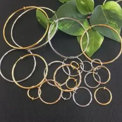 人気定番☆フープ イヤリング 両耳 輪っかイヤリング ノンホールピアス