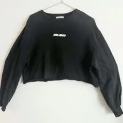 HOLIDAYホリデイスウェットブラックショート丈ロゴ黒スウェット