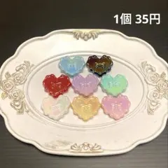 カスタムボールペン ビーズ オーロラ加工リボン模様ハート型ビーズ