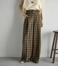 THE YOn チェックタックワイドパンツ