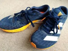 25サイズ adidas adizero ランニングシューズ ネイビー オレンジ