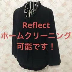 ★Reflect/リフレクト★七分袖カットソー9.Mネイビー.無地.シフォン素材
