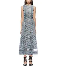 セルフポートレイト ワンピース ドットジャカード オフショルダー UK8 未使用 セルフポートレイト ワンピース ドットジャカード オフ