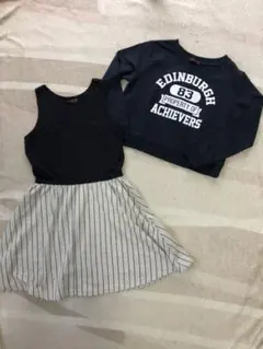 数回着用しています。ネイビーのトレーナーとグレイのスカートです。