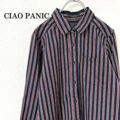 CIAO PANIC 長袖 ストライプ シャツ ネイビー レッド サイズM