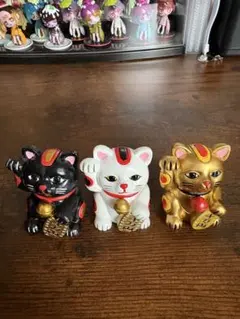 CanDo 招き猫 3体セット 黒 白 金