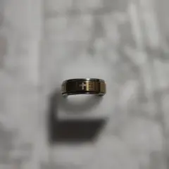 指輪　メンズ　ステンレス　デザインリング　二重　イエロー