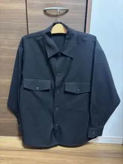 GU セットアップ黒シャツジャケット ボタン付きポケットサイズ　L