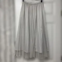 ★美品　Honeys シルバーグレー　チュール プリーツロングスカート★