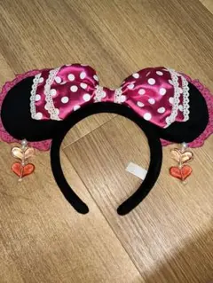 最終お値下‼️ ディズニー　ミニー　イヤリング　ピンクカチューシャ