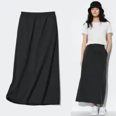 ユニクロ　ストレッチエアリズムロングスカート　Sサイズ　黒　接触冷感