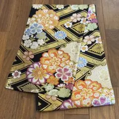 袋帯 振袖用 西陣織 正絹 中古 黒 花so426