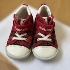ミキハウス【14.5】 レッド チェック柄 スニーカー