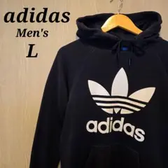 アディダスオリジナルス　パーカー　L　ネイビー　ビッグロゴ