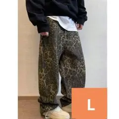 809 豹柄 デニム グランジ y2k レオパード バギーデニム　ストリート