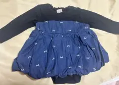 プティマイン　長袖ワンピース風　ロンパース　80