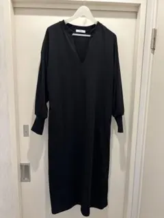 裏毛トレーナー　ロングワンピース　ブラック