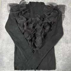 タグ付き　しまむら　gleeful 2way フリル　チュール　ニット　中黒