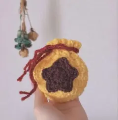 ベル袋風 巾着 ポーチ AirPodsケース リップケース ハンドメイド 編み物