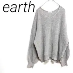 earth music&ecology グレー Vネックニット フリー　伸縮性