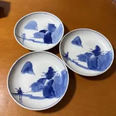 アンティーク　青白磁の風景画皿 昭和レトロ 青白磁 風景画 皿3枚セット - メルカリ