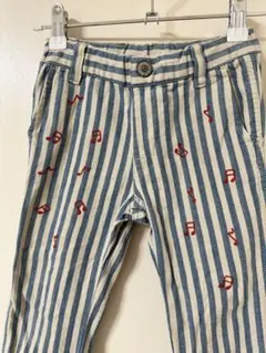 《F.O.KIDS》エフオーキッズ ストライプ音符刺繍パンツ 100のサムネイル