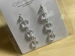 【新品アクセ2個で300円】クリア3連ハートピアス