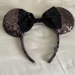 【아아様】ディズニー カチューシャ 黒茶色 スパンコール
